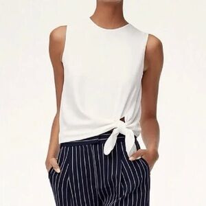 Babaton from Aritzia The Hopkins WHITE Asymmetrical Sleeveless Blouse Size XS